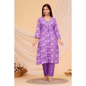 ชุด kurta และกางเกงผ้าฝ้ายสำหรับผู้หญิงลายพิมพ์ dupatta - Product Image 2