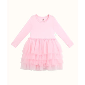 Vestido de Tul con Mangas Largas y Cintura Natural para Niñas de 2 a 6 Años, Estilo Línea A, en Bambú - Product Image 3