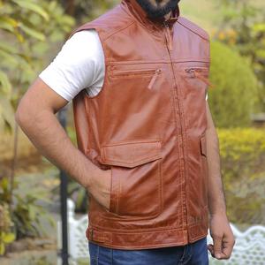 Veste en cuir de haute qualité pour hommes Top Design 100% avec doublure en couette col montant manches complètes-personnalisable pour la saison d'hiver - Product Image 1