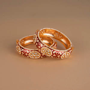 Kundan Bracelets Meenakari ouvrables plaqués or Grossistes de mode indiens classiques en Inde - Product Image 2