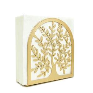 Gold Plated Floral Design Durable Stainless Steel Handmade <b>Tissue</b> <b>Holder</b> Stylish Customizable Tabletop Accessory for <b>Kitchen</b> - Product Image 4