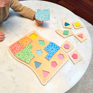 Juguete educativo islámico para niños, Alfombra de oración de madera rompecabezas Color alfombra de oración rompecabezas - Product Image 4