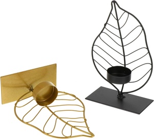 Portavelas moderno elegante en forma de hoja, marco de alambre metálico de color dorado, candelabro decorativo de mesa para decoración del hogar - Product Image 3