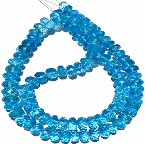 For Swiss Blue Topaz Faceted Rondelle <b>Beads</b> 7mm-8mm Natural Size 12inch Strand Gemstone <b>Stone</b> <b>Beads</b> - Product Image 4