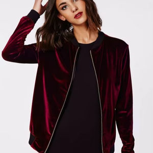 Blousons bombardiers en velours brodé réversibles sur mesure longs tricotés à capuche imperméable à l'eau avec fermeture à glissière en tissu de laine rempli de duvet - Product Image 1