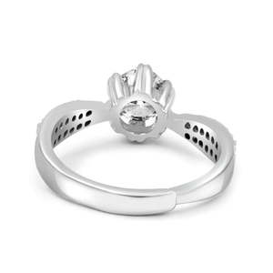 NOVAMART Fine Zarkan Romantic <b>Silver</b> <b>Solitaire</b> Propose <b>Ring</b> Fashionable Inlay Princess Cut Moissanite Free Size for Engagement W - Product Image 6