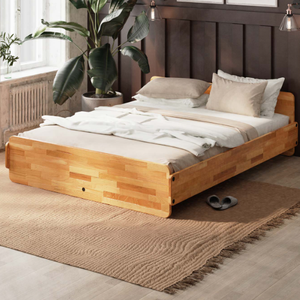 Lit double minimaliste 160*200 hêtre en bois massif fabriqué à la main zéro mouche organique combinant des meubles de chambre à coucher - Product Image 1