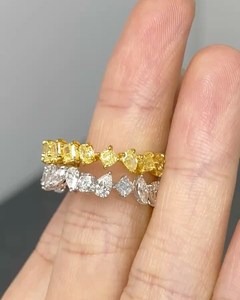 แถบเพชร2เม็ดผสมสีสำหรับงานแต่งงานหรืองานปาร์ตี้สีเหลือง - Product Image 5