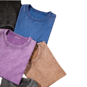 Camiseta de Algodón Lavado de 230g con Logotipo Personalizado OEM, Estilo Retro Americano, Desgastada, Estilo Urbano, Talla Grande, Logotipo, Corte Holgado, Hombros Caídos - Product Image 1