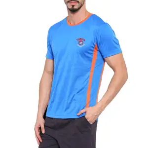 Camiseta esportiva masculina de poliéster de algodão com logotipo personalizado para corrida e fitness