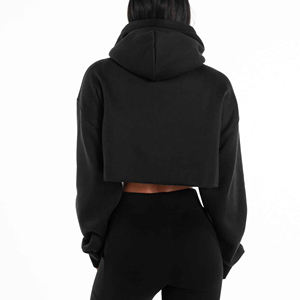 Drop shipping Hoodies Femmes Full Custom Button Up The Hood Set Crop Top Cropped Slim Fit Unisex Oversized Hoodie - Product Image 6