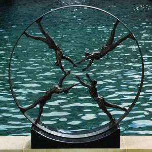 Sculpture de table ronde élégante à motif noir, pièce d'accent minimaliste moderne pour la maison, l'espace de travail et la décoration de bureau, vente en gros en provenance d'Inde - Product Image 6