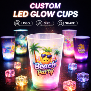 Custom LED Light up Plastic Cup With Figure Topper for Promotional Events OEM Factory Supply Custom Logo Pattern Package EN ASTM