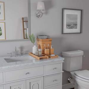 Nouvelle conception, ensemble de rangement de salle de bain en bois classique et luxueux, écologique, avec porte-savon latéral, couleur personnalisée, fiable - Product Image 5