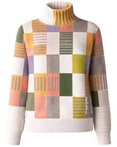 Customized Premium <b>Women</b> Turtleneck Patchwork Knit Sweater Soft Warm Winter Pullover Casual Fashion Top Multicolor Green <b>Orange</b> - Product Image 1