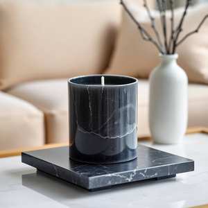 Bougeoir en pierre décorative de pot de bougie de marbre poli rond pour la décoration à la maison - Product Image 3