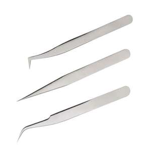 Pinzas de extensión de pestañas de acero inoxidable de gama completa al por mayor, pinzas delgadas para extensión de pestañas - Product Image 6