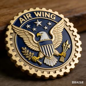 Pièce de défi personnalisée moderne en alliage de zinc, plaquée or brillant, émail souple, découpe et impression, commémorative Air Wing, objet de collection - Product Image 6