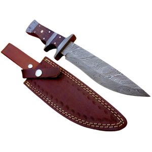มีดโบวี่เหล็กดามัสกัสทำมือ ด้ามไม้โรสวูด พร้อมปลอกหนัง คุณภาพสูง สำหรับกิจกรรมกลางแจ้ง จาก Arwin Enterprises - Product Image 1