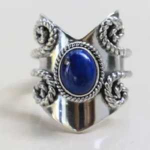 Anillo Boho con Piedra de Nacimiento de Septiembre, Hecho a Mano en Plata de Ley 925 con Incrustaciones de Lapislázuli, Diseño Ovalado Moderno, Regalo Perfecto para su Cumpleaños - Product Image 6