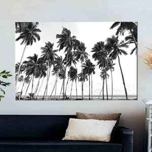 Arte en lienzo de palmeras modernas, diseño impreso en blanco y negro, 1P:Gallery Wrapped - Product Image 1