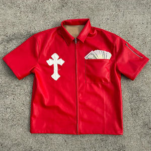 Casual deportivo transpirable slim fit zip up camiseta para hombres de manga corta verano gimnasio entrenamiento ropa de moda - Product Image 1