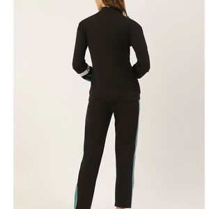 Vente chaude Ensemble de survêtement de sport pour femmes personnalisé Col montant 100% coton Motif uni Haute qualité pour l'exercice en salle de sport en hiver - Product Image 5