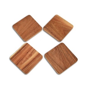 Customization Walnut Wood Coaster Set Classic <b>Square</b> Eco-Friendly Moon Rise Craft for Weddings Mats Pads - Product Image 2