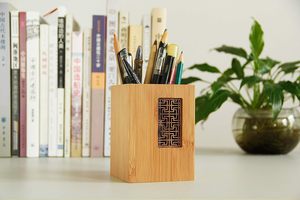 Support de stylos et crayons en bois de manguier de style jardin japonais au design créatif pour bureau, école, papeterie de bureau multi-usages - Product Image 2