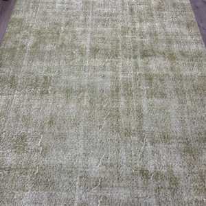Tapis turc vintage 6,4x9,5 pi (196x291 cm), tapis oriental en laine verte - Product Image 3