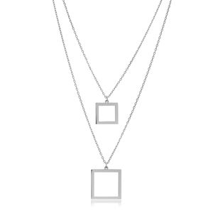 Collier à breloques carré creux en couches en argent uni en gros turc fait à la main 925 bijoux en argent sterling - Product Image 4