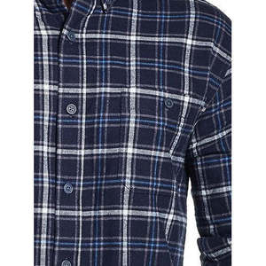 Camicia Vintage da Uomo in Flanella Spazzolata Blu, Resistente alle Intemperie e Antipiega, 100% Cotone, Stile Casual, Taglia XL - Fornitura ODM - Product Image 3