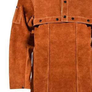 Leather <b>Welding</b> Work Jacket Flame-Resistant Heavy Duty Split Cowhide Leather Welder Jackets - Product Image 4