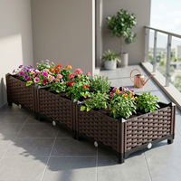 Jardinière rectangulaire en plastique PP imitation rotin, lit de jardin surélevé en osier marron, léger, moulé par injection, taille personnalisable
