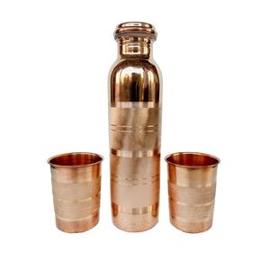 Eco Friendly Copper <b>Bottle</b> with Two <b>Glasses</b> Perfect Gift Set for Wellness Lifestyle Daily Hydration and Home Dining Use - Product Image 5