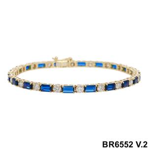 สร้อยข้อมือทองคำ14K ประดับเพชรสีฟ้าและ3CTW ด้านข้างประดับอัญมณี - Product Image 4