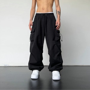 Joggers décontractés pour hommes pour le printemps été mode Streetwear couleur unie Cargo pantalon élastique mi-jambe large OEM Service disponible - Product Image 1