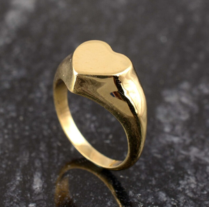 Anillo de sello de corazón de Latón chapado en oro para mujer, joyería de moda ajustable minimalista, regalo al por mayor para niñas - Product Image 1
