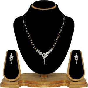 Tip Top Fashions 1500620 Conjunto de joyería fina AD Stone Black Beads Mangalsutra - Product Image 1