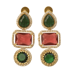 ต่างหูห่วงทองเหลืองชุบทอง 18K ประดับเพชรซิร์คอนและหินออร์แกนิคทรงหยดน้ำ ขัดเงา สไตล์โบฮีเมียน สำหรับทุกเพศ - Product Image 1