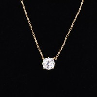 Collier en or jaune massif 14 carats plaqué or rose avec pendentif moissanite taille coussin 2,0 carats 7,5 mm, chaîne à maillons vintage style East West antique