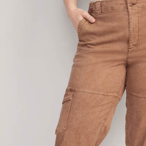 OEM กางเกงคาร์โก้ผู้หญิงผ้าฝ้ายมีกระเป๋าหลายกระเป๋าขนาดใหญ่พิเศษสไตล์ด้านหน้าเรียบ - Product Image 5