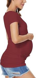 T-shirt de maternité pour femmes enceintes, vêtements d'été, coupe ample, sans manches, couleur marron, 100% coton, pour l'allaitement, séchage rapide - Product Image 5