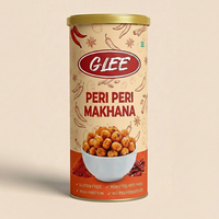 Glee Impex Peri Peri Makhana 80g, Bajo en Grasa, Picante, Tostado, en Envase Cilíndrico, Sin Gluten, Alto en Proteínas y Fibra, Marca Privada