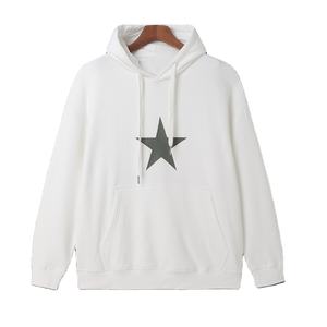 Sudadera de felpa francesa en blanco personalizada sin cordón, sudadera con hombros caídos, sudaderas con capucha con estampado de soplo de peso pesado de 420gsm de alta calidad - Product Image 1