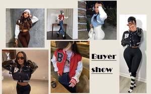 Veste universitaire courte pour femmes, patchwork, bomber, veste de style Y2K, streetwear décontracté, boutonnée, manches longues, vêtement d'extérieur - Product Image 5
