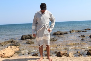 Peignoir en coton turc à motifs de diamants doux à séchage rapide et lavable pour femmes et hommes pour un usage quotidien et à la plage - Product Image 4