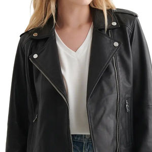 Chaqueta de cuero sólido para mujer de diseño único de venta caliente con forro de nylon Chaquetas con logotipo OEM Procesamiento en bruto con servicio OEM - Product Image 6