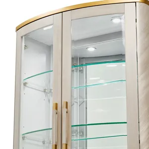 Vetrina Decorativa Contemporanea Charles - Finitura Grigio Tortora e Accessori in Ottone - Product Image 1