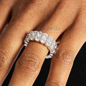 Venta caliente 14K chapado en oro blanco 925 plata esterlina doble anillo de tenis VVS diamante Moissanite anillo de mujer joyería de regalo - Product Image 2